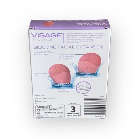 new Visage ㋛ Silicone Sonic Facial Cleansing Brush ㋛  Barbie Pink ㋛ USB Charging - Picture 4 of 9